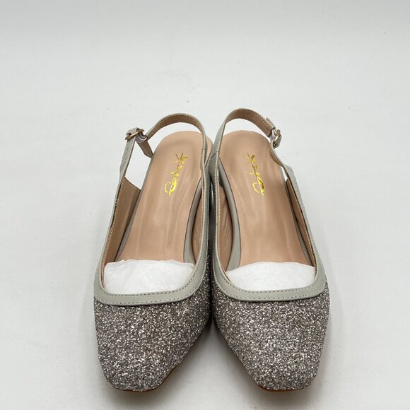 XYD Women Sparkly Low Chunky Block Heel Glitter Sandals Slingback Closed… - Picture 2 of 7